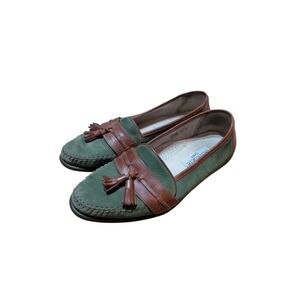 Belvedere Firenze Green Suede Tassel Loafers Mens 44 US 10.5 11 Italy